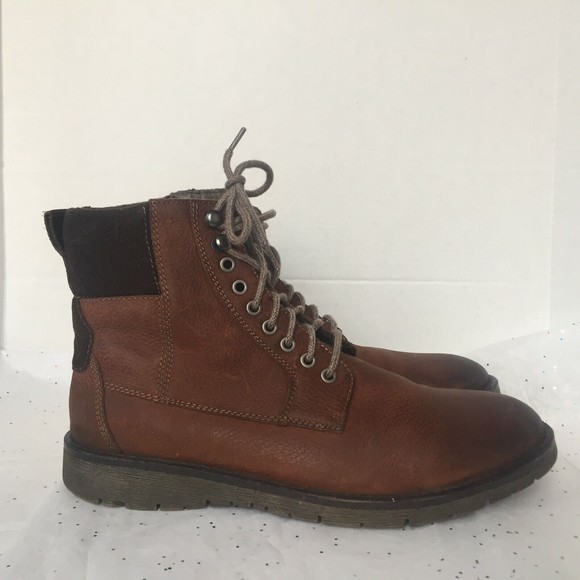 Johnston & Murphy Men Brown Pebbled Leather Lace up Oxford Boots 11 M Burnished main image 4